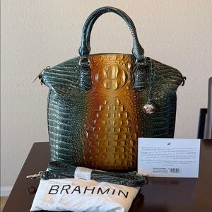 NWT BRAHMIN Large Duxbury Satchel Bayleaf Ombré (Authentic)